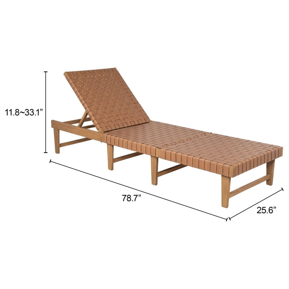 Zuo Modern Breath Outdoor Chaise Lounge in Brown, , large