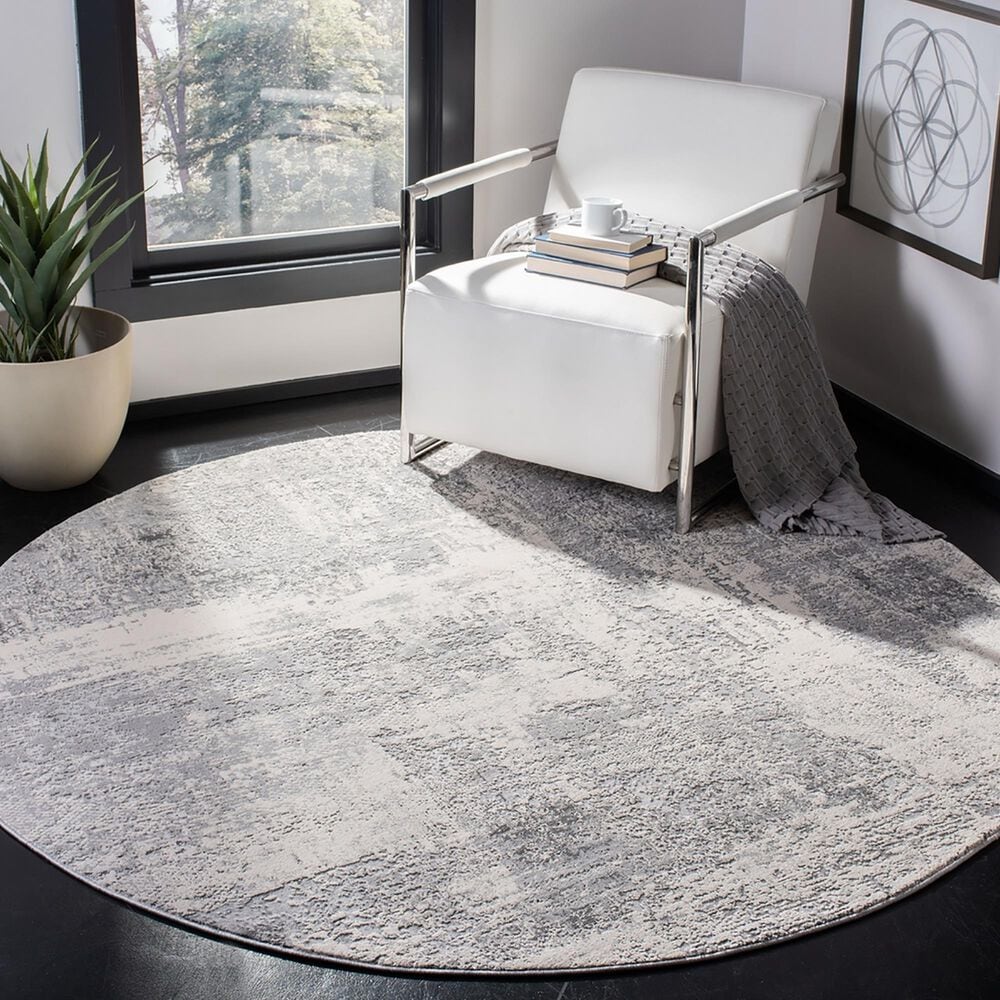 Safavieh Invista INV454G 6&#39;7&quot; Round Grey and Ivory Area Rug, , large