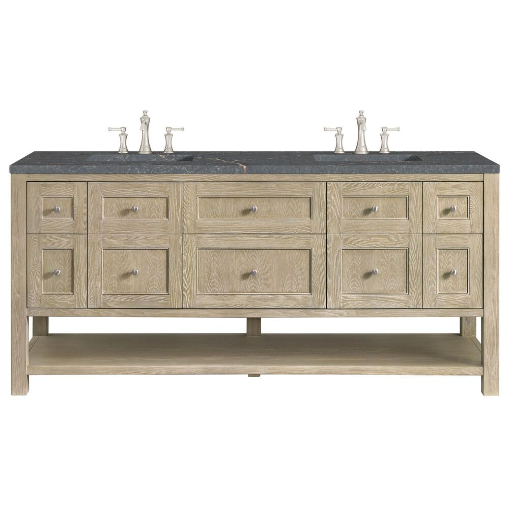 James Martin Vanities Breckenridge 72&quot; Double Vanity in Whitewashed Oak with 3 cm Parisien Bleu Quartz Top, , large