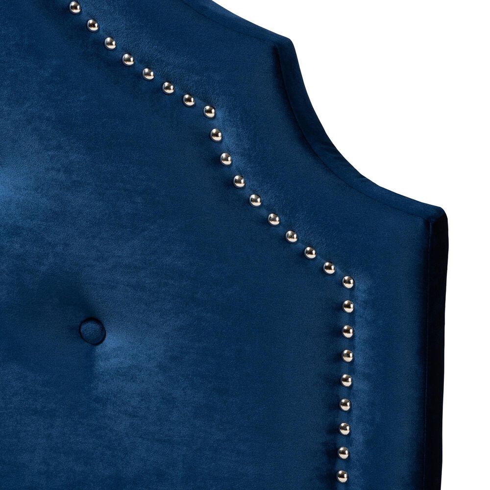 Baxton Studio Cora Twin Upholstered Panel Headboard in Royal Blue, , large