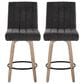 LumiSource Hank Swivel Counter Stool with Black Fabric Upholstery in Whitewashed and Black (Set of 2), , large