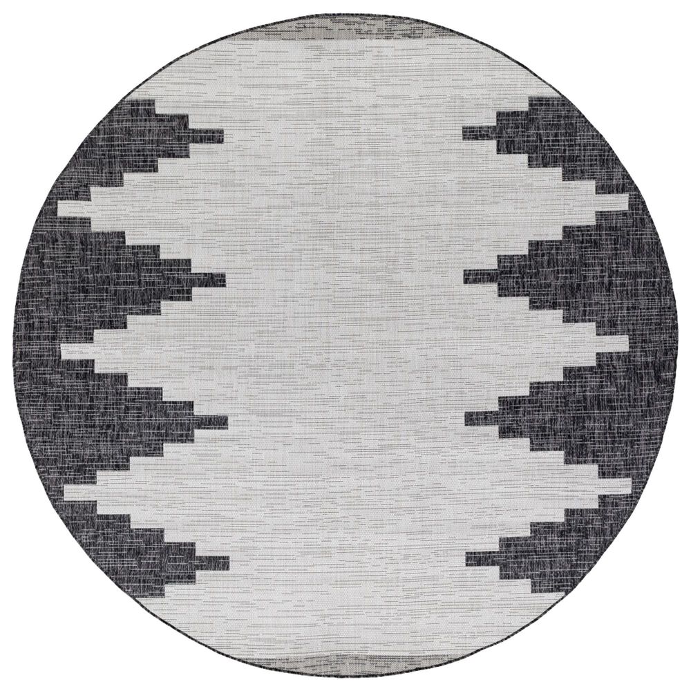 Surya Eagean EAG-2356 Black, Off-White and Charcoal 5&#39;3&quot; Round Indoor/Outdoor Area Rug, , large