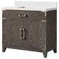 Lexora Home Laurel 36" Single Bathroom Vanity in Brown Oak with White Quartz Top and Rectangular Sink, , large