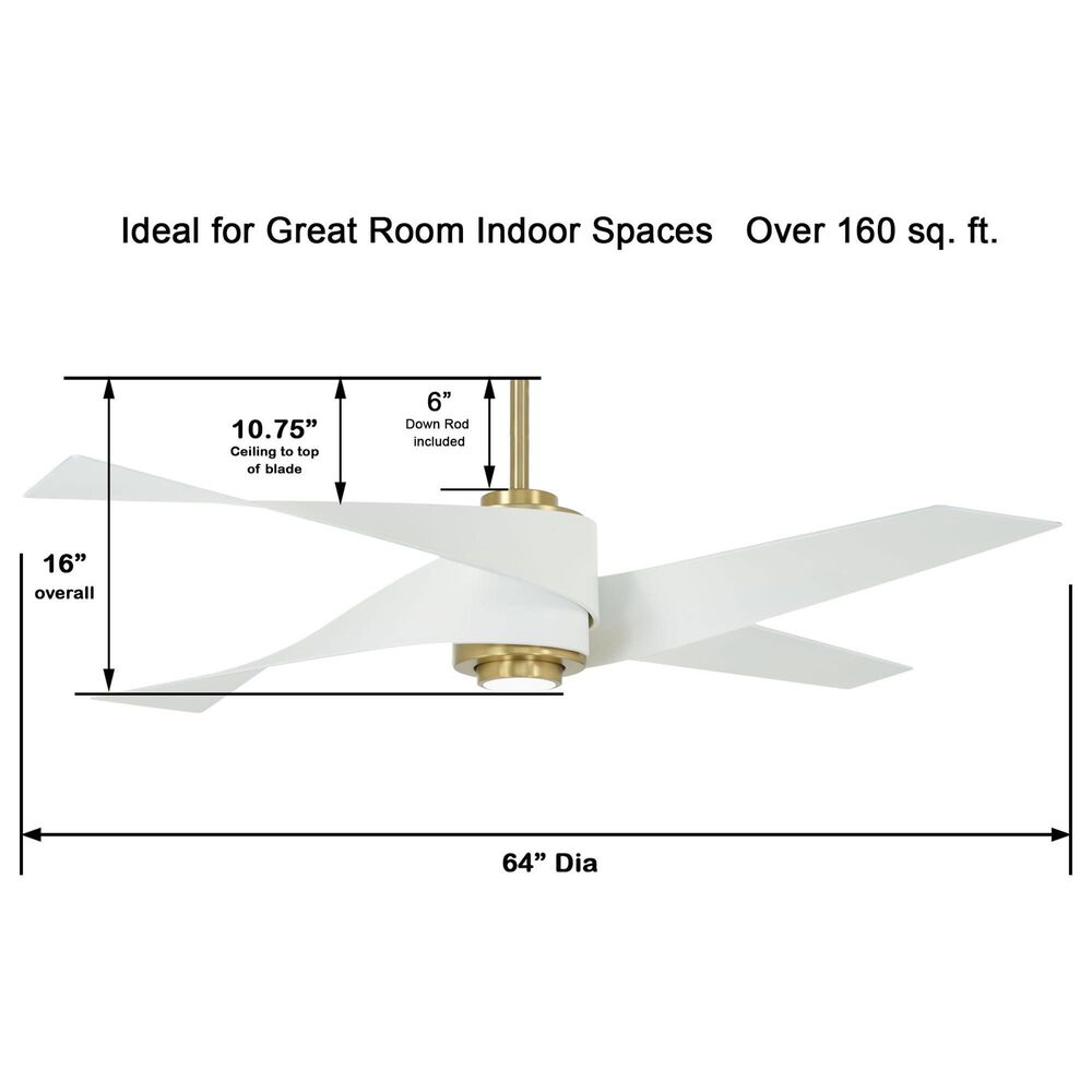 Minka-Aire Artemis IV 64" Ceiling Fan with LED Light and Matte Black Blades in Soft Brass, , large