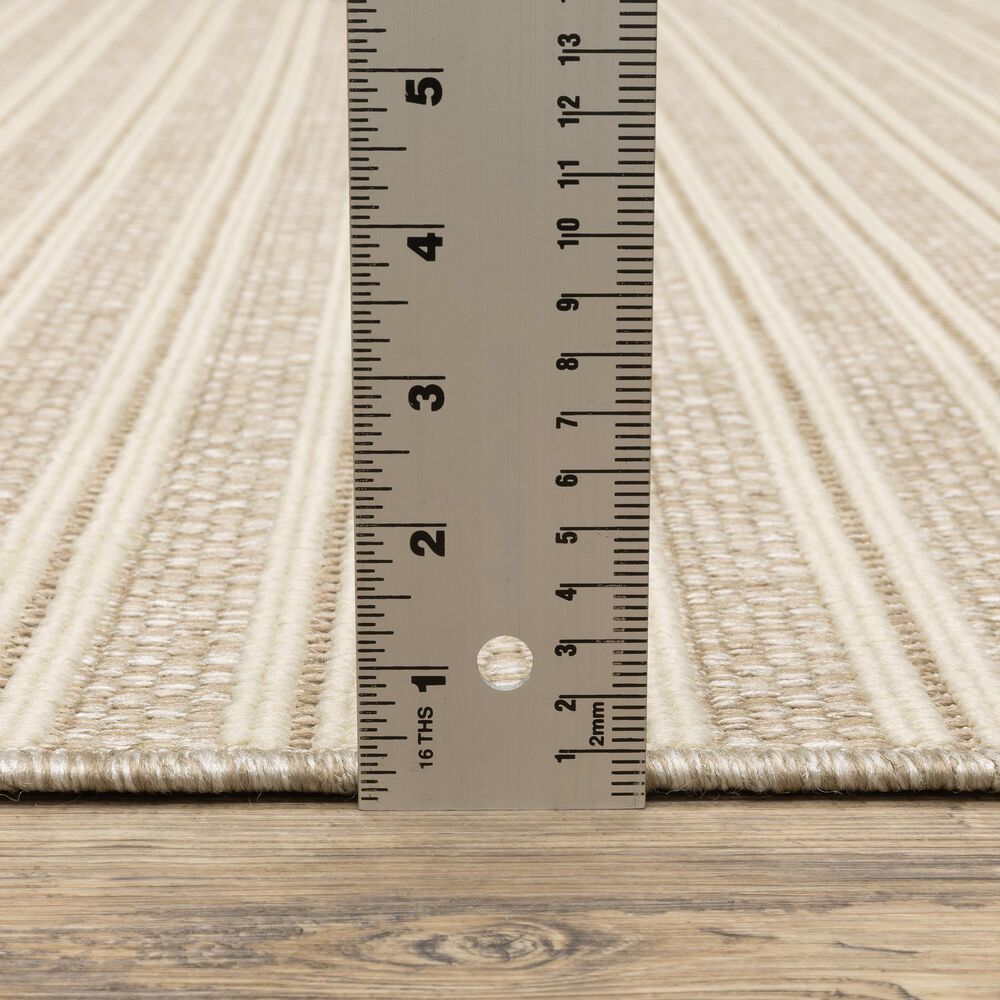 ROW by Oriental Weavers Zarina Striped Beige and Ivory 7'10" x 10' Indoor/Outdoor Area Rug, , large