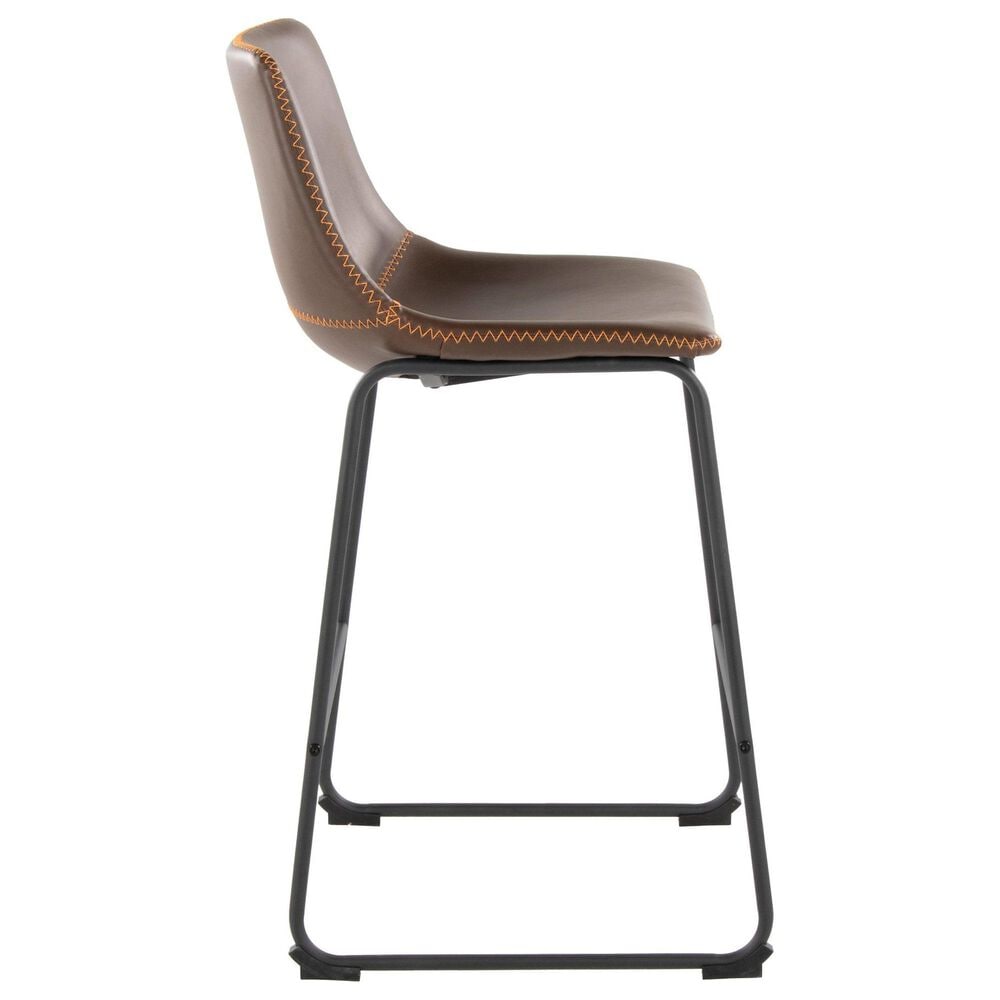 Lumisource Duke Fixed-Height Counter Stool with Espresso and Orange Cushion in Black, , large