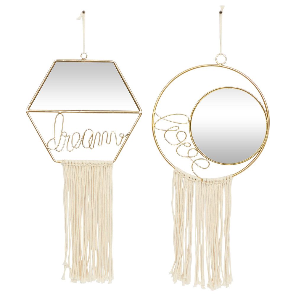 Novogratz Contemporary Wall Mirror in Polished Gold &#40;Set of 2&#41;, , large