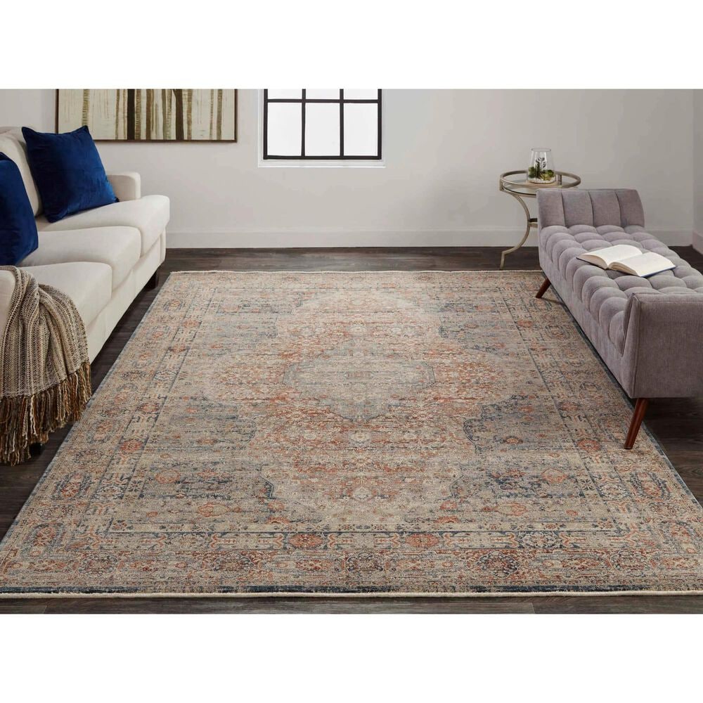 Feizy Marquette 3778F 4&#39; x 5&#39;3&quot; Rust and Blue Area Rug, , large