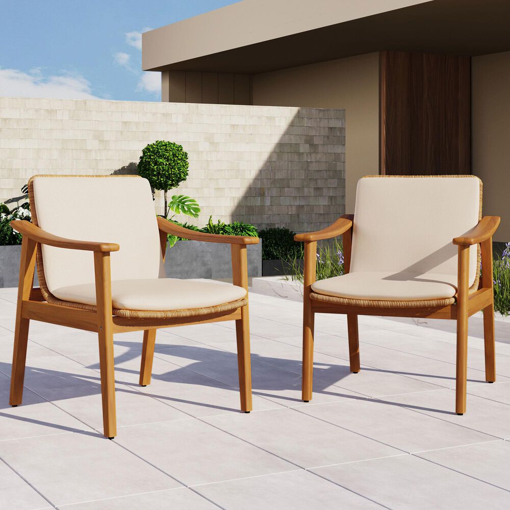 Hearth and Haven Outdoor Dining Chair in Beige (Set of 2), , large