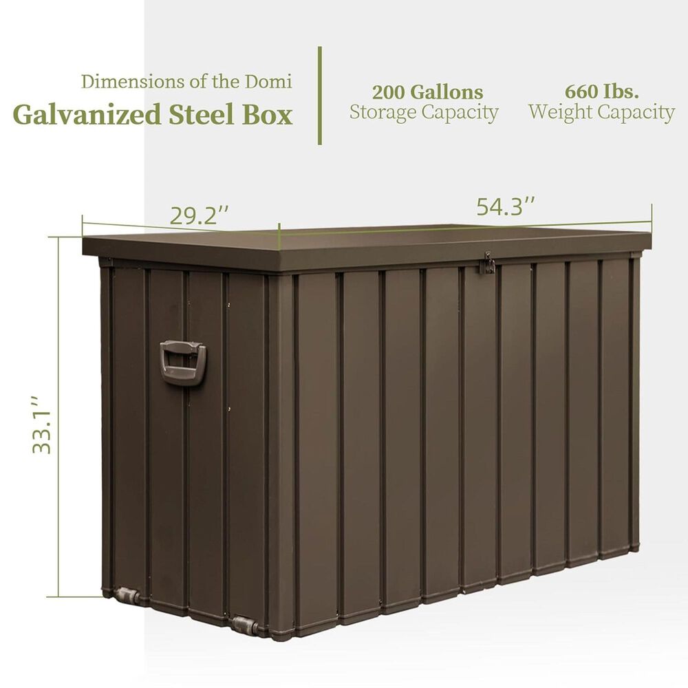 Hearth and Haven 200-Gallon Outdoor Storage Deck Box with Safe Air Rod in Dark Brown, , large