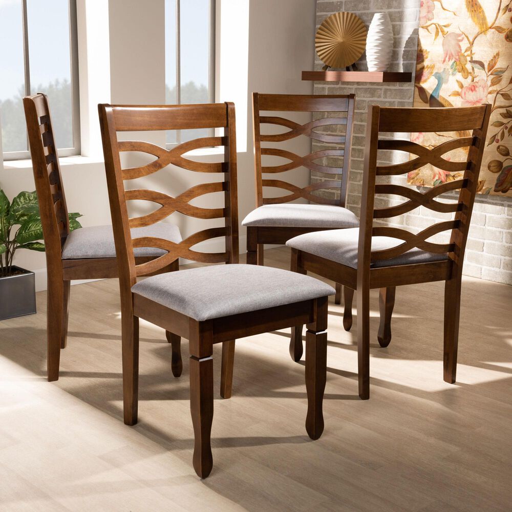 Baxton Studio Elijah Side Chair in Walnut Brown (Set of 4), , large