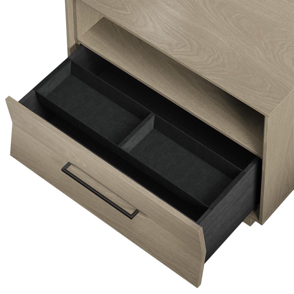 BDI Kara Queen Platform Bed and Two Nightstands in Washed Oak, , large