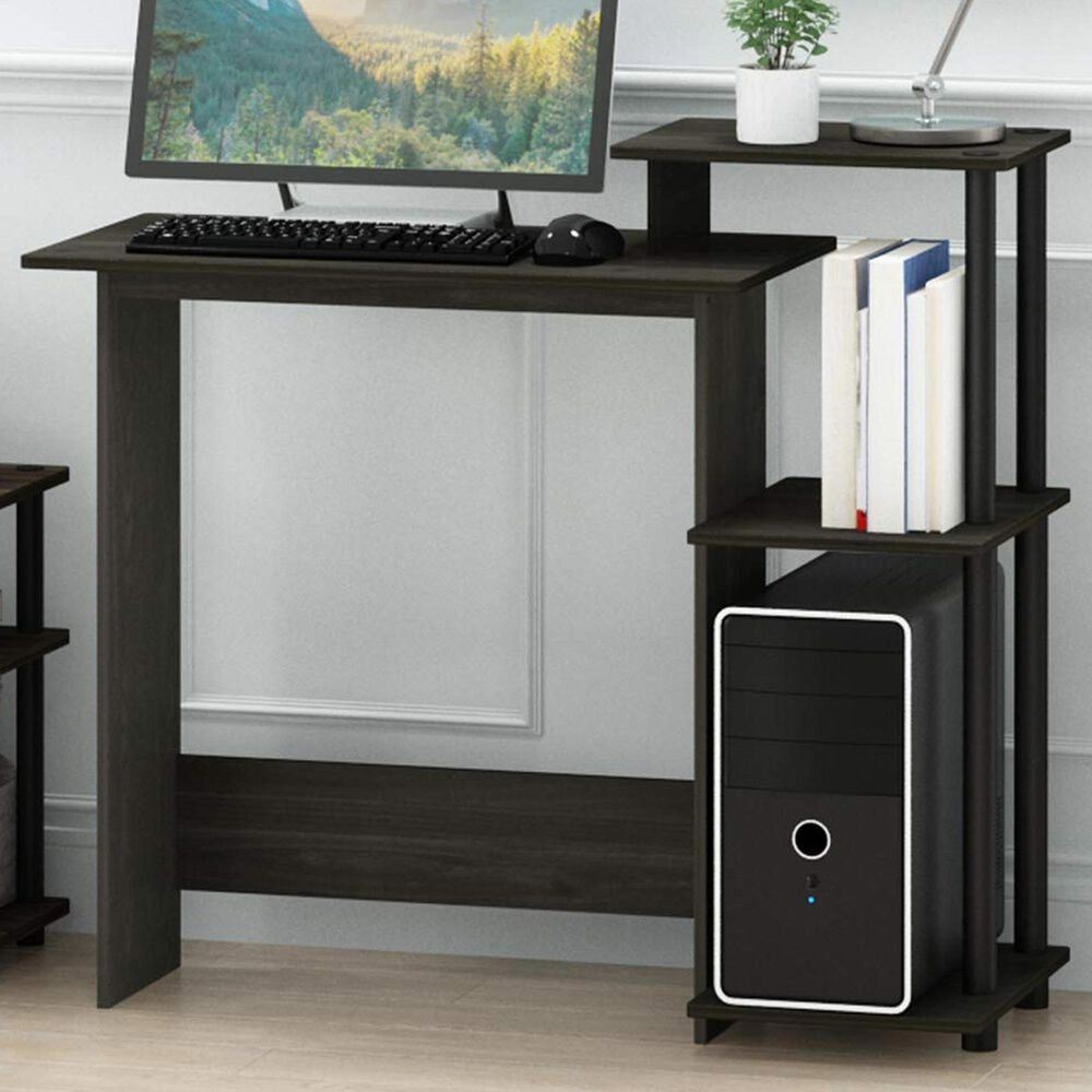 HOMLUX 40" Computer Desk with Open Side Shelves in Espresso and Black, , large