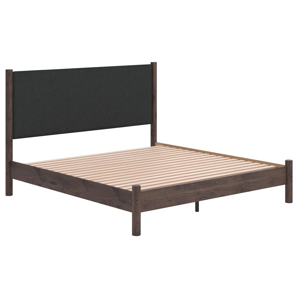 Ashley Pamytta King Upholstered Panel Platform Bed in Rich Brown, , large