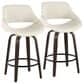 LumiSource Fabrico 26" Swivel Fixed-Height Counter Stool with Cream Noise Fabric Upholstery in Black and Glazed Walnut (Set of 2), , large