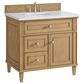 James Martin Vanities Lorelai 36" Single Vanity in Light Natural Oak with 3 cm White Zeus Quartz Top, , large