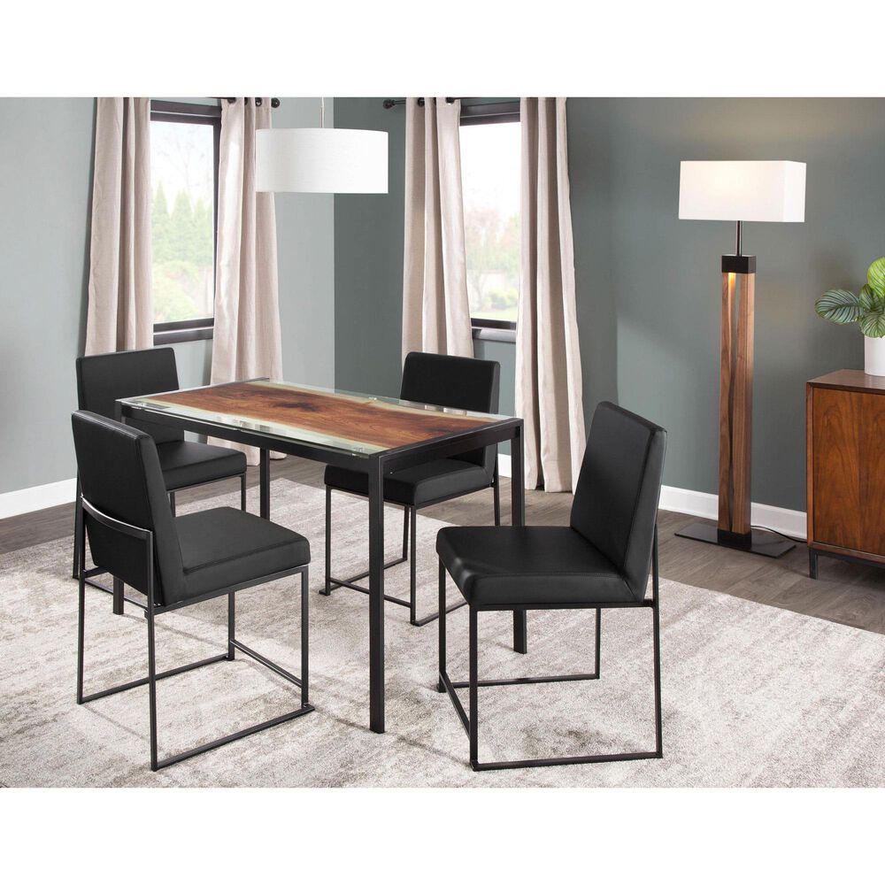 LumiSource Fuji Side Chair with Black Faux Leather Cushion in Black (Set of 2), , large