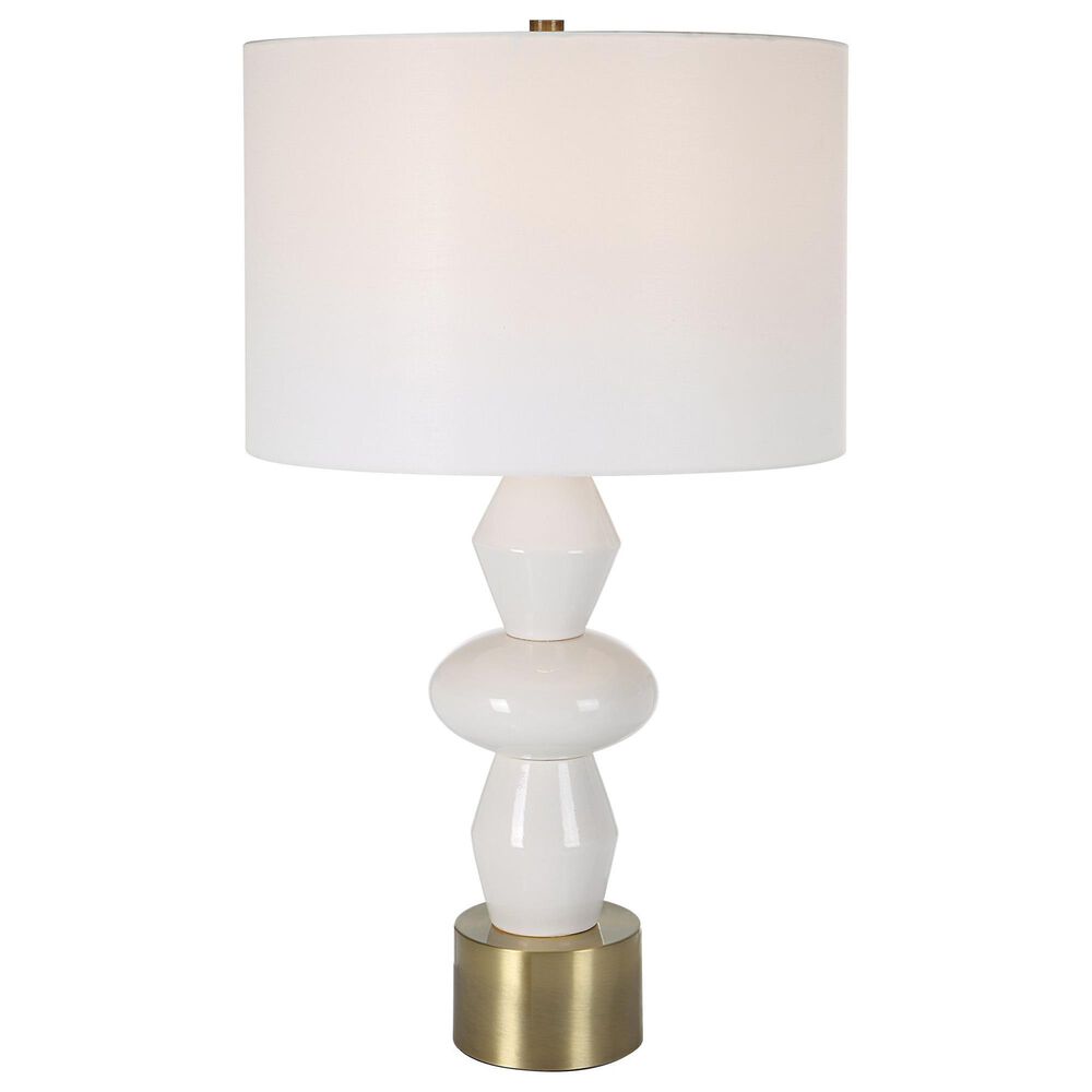 Uttermost Architect Table Lamp in White and Antique Brushed Brass, , large