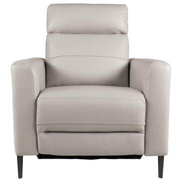 Violino Leather Power Recliner and Headrest in Atollo Dove Grey Leather Vinyl, , large