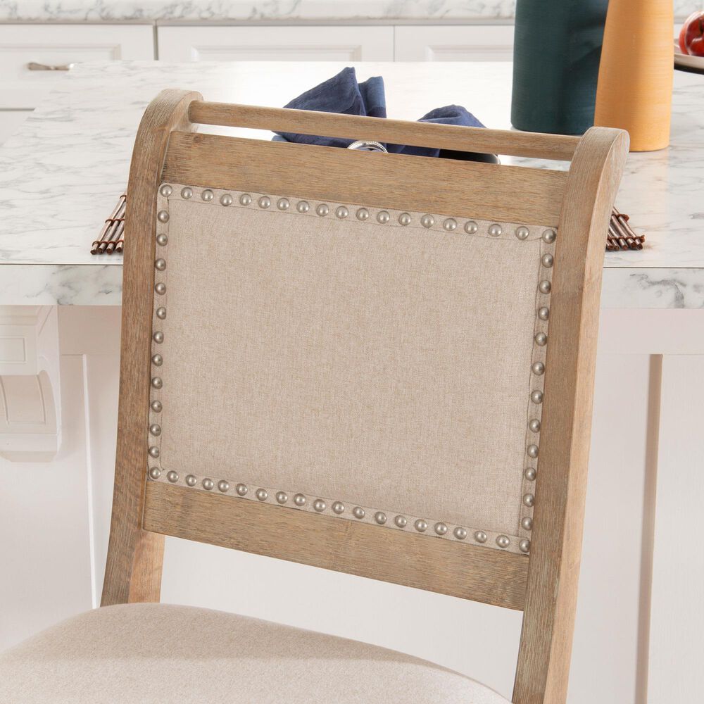 Linon Home Decor Emmy 26" Counter Stool with Natural Cushion in Grey Wash, , large
