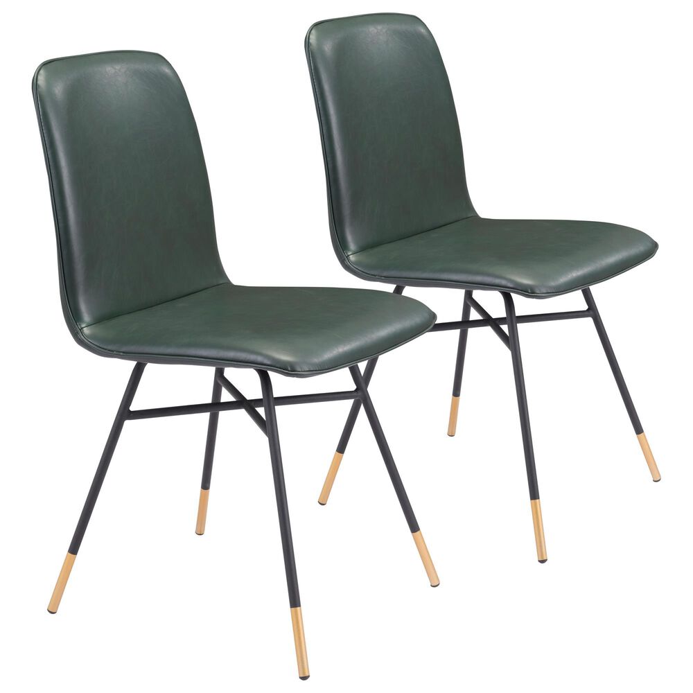 Zuo Modern Var Dining Chair in Green/Black/Gold (Set of 2), , large