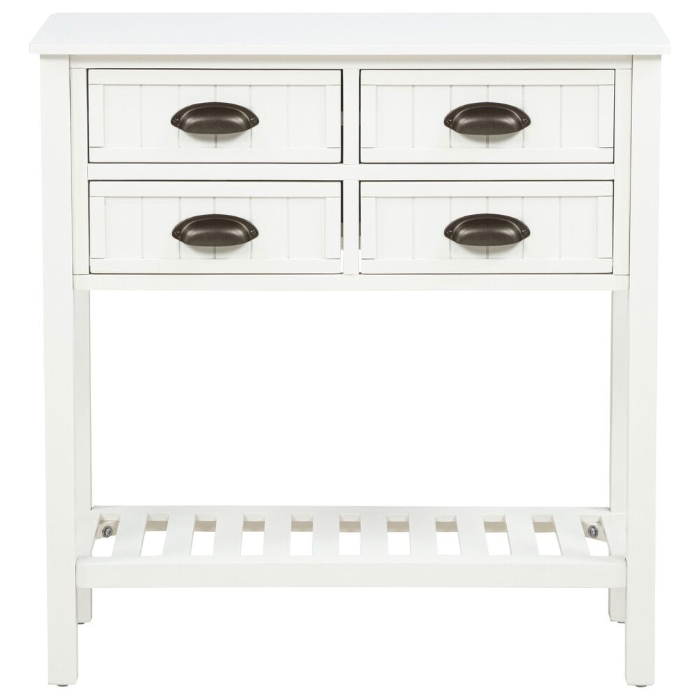 Linon Home Decor Brimley Beadboard Console Table in Antique White, , large