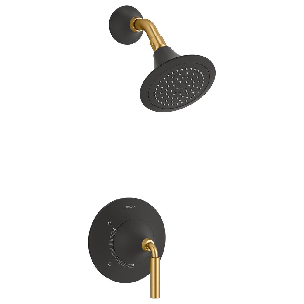Kohler Tone Rite-Temp Shower Trim Kit in Matte Black and Brushed Moderne Brass, , large