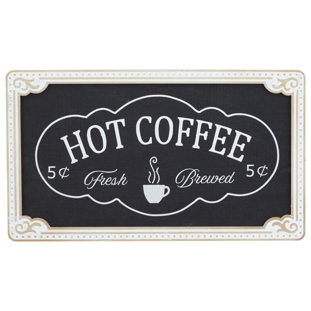 Maple and Jade Hot Coffee 13.6" x 23.55" Wall Sign in Black, , large