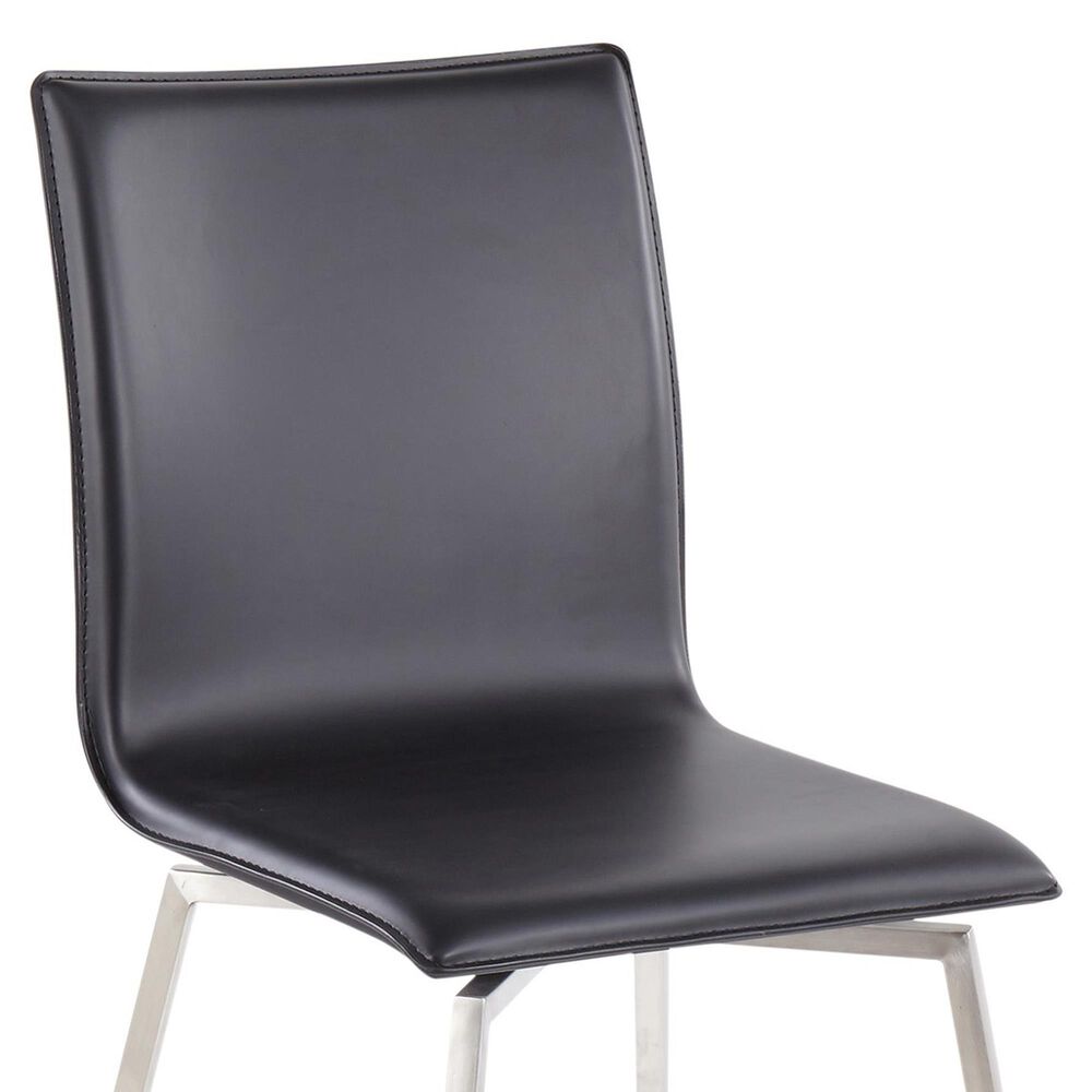 Lumisource Mason Swivel Side Chair with Black Upholstered in Brushed Stainless Steel (Set of 2), , large