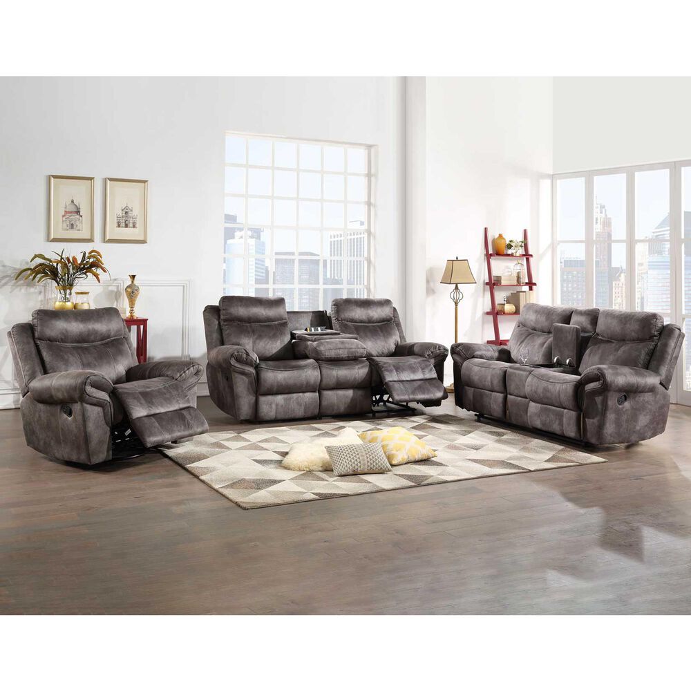 Steve Silver Nashville Manual Glider Recliner Console Loveseat in Grey, , large