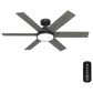 Hunter Donatella 52" Ceiling Fan with LED Lights in Matte Black, , large