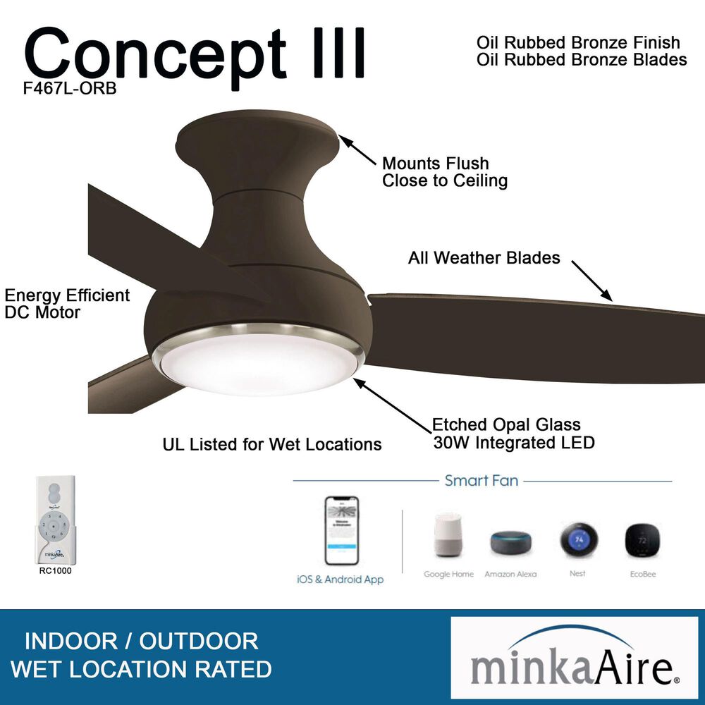 Minka-Aire Concept III 54" Ceiling Fan with LED Light in Oil Rubbed Bronze, , large