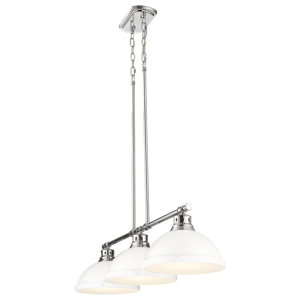 Golden Lighting Duncan 3-Light Pendant with Matte White Shade in Chrome, , large