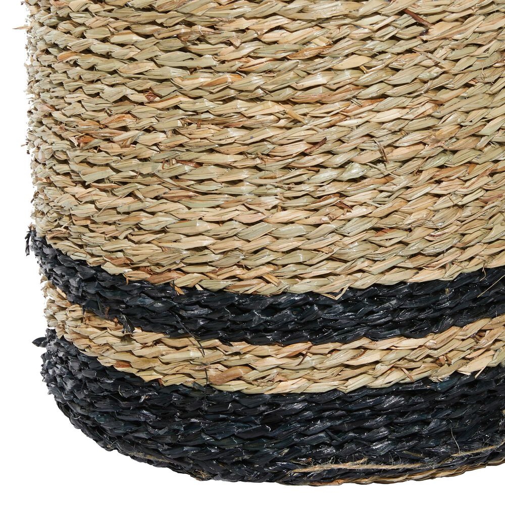 Maple and Jade Seagrass Storage Basket in Brown and Black &#40;Set of 3&#41;, , large