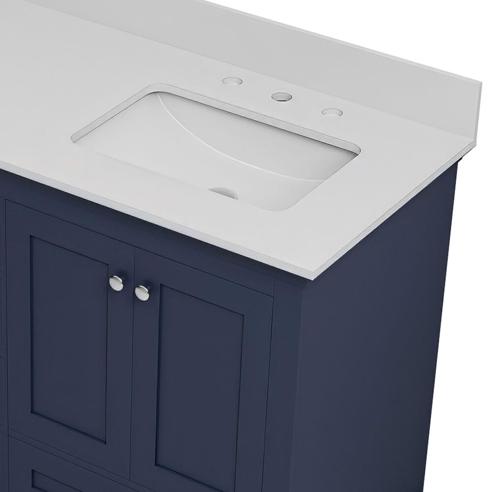 Lexora Home Dukes 60" Double Bathroom Vanity in Navy Blue with 2 cm White Cultured Marble Top and Rectangular Sinks, , large