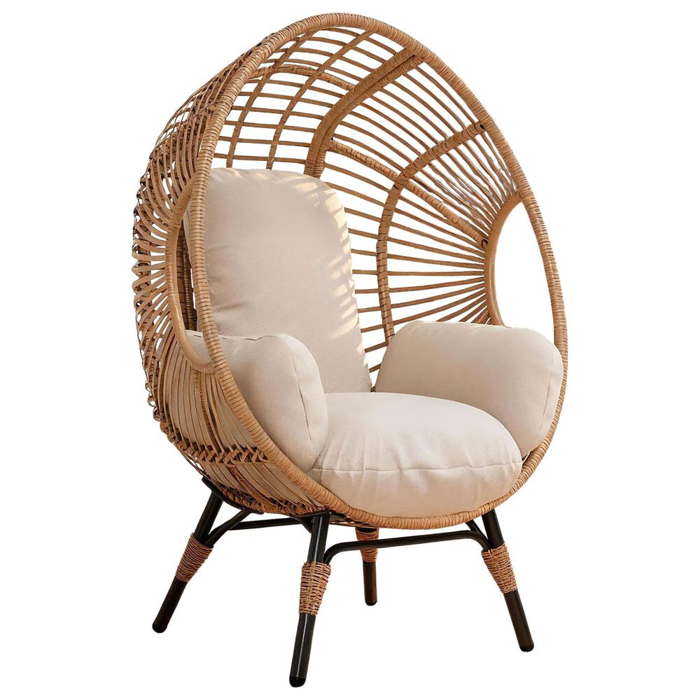 Hearth and Haven Outdoor Egg Chair with Arc Back in Beige, , large