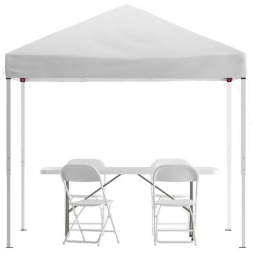 Flash Furniture Otis 6-Piece Patio Dining Set with 8" White Umbrella and Carrying Case in White, , large