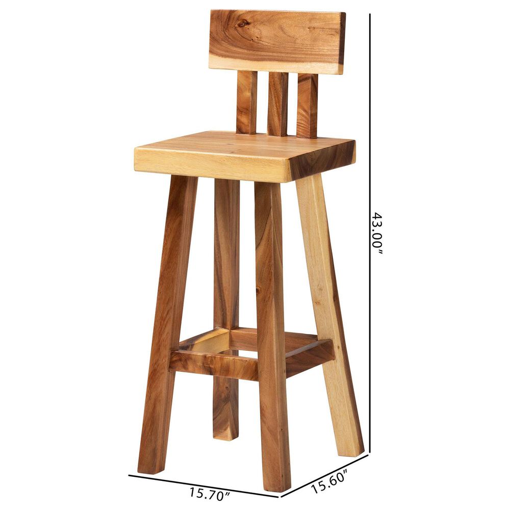 Baxton Studio Luli Bar Stool in Natural Brown, , large