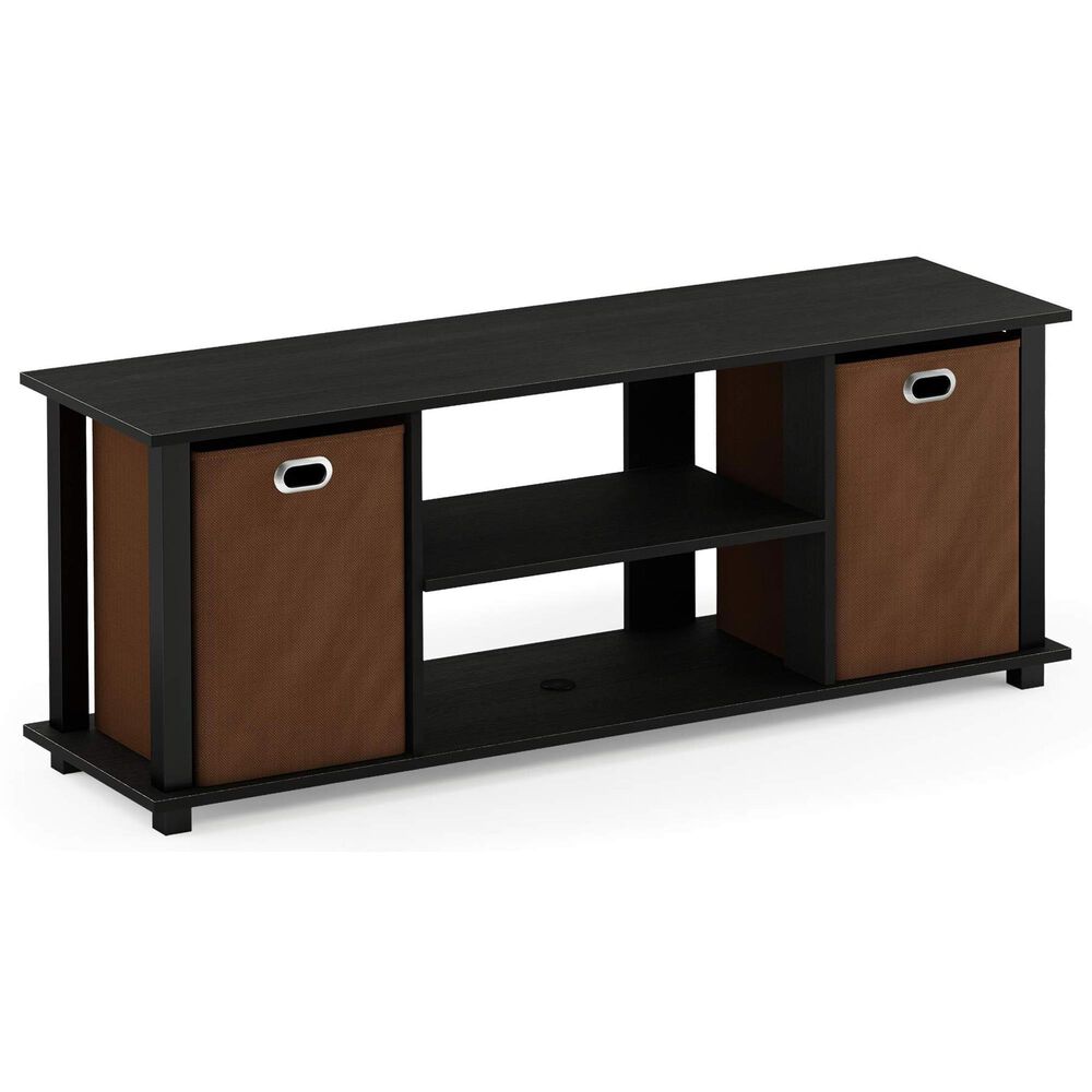 HOMLUX 41.7" Entertainment Center TV Stand with Storage Bins in Americano and Black, , large