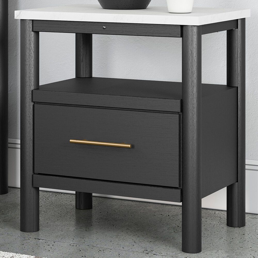 Ashley Cadmori 1-Drawer Nightstand in Matte Black and White, , large