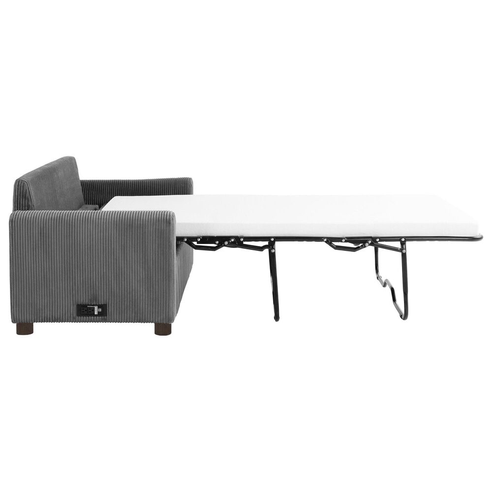 Lifestyle Solutions Drew Twin Loveseat Sleeper with Gray Cushion in Brown, , large