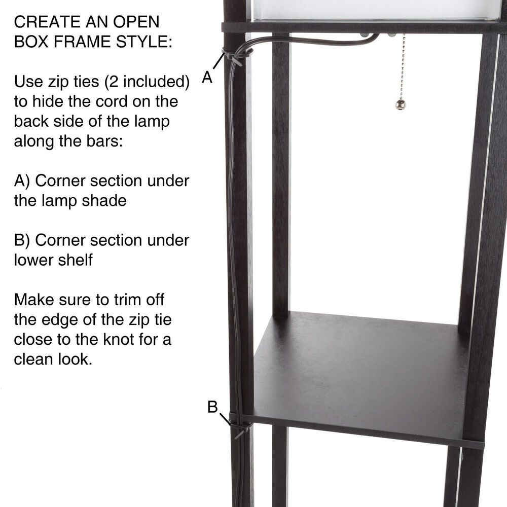 Timberlake Etagere Style Floor Lamp with 3 Tiers in Black, , large