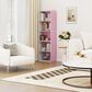 HOMLUX 5-Tier Reversible Bookshelf with Decorative Open Shelves in White and Pink, , large