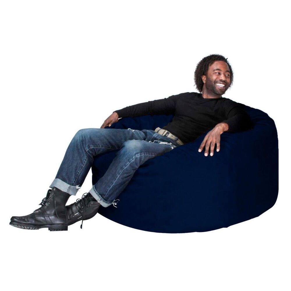 Jaxx 4&#39; Round Bean Bag with Removable Cover in Navy, , large