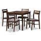 Baxton Studio Lovy 5-Piece Square Dining Set with Gray Fabric in Dark Walnut, , large