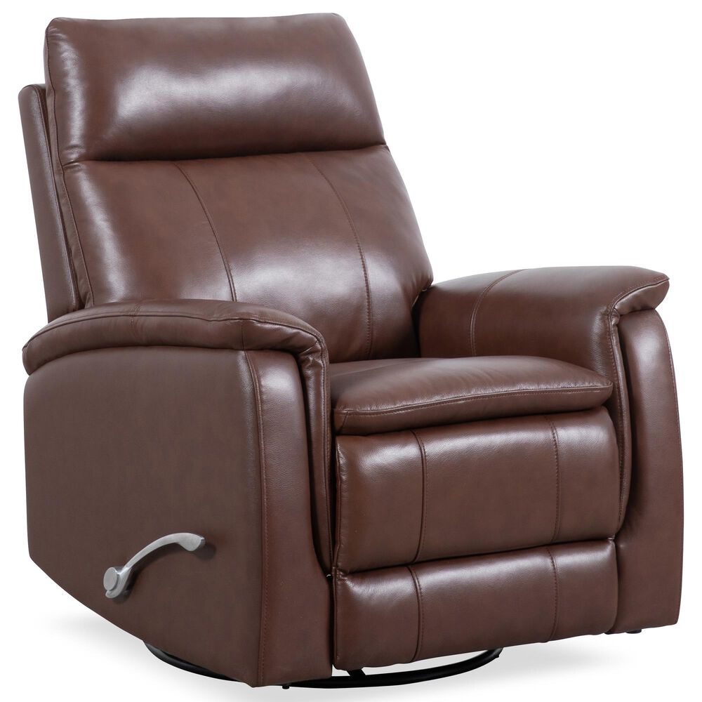 Oxford Furniture Leather Swivel Glider Recliner in Madrid Pecan, , large