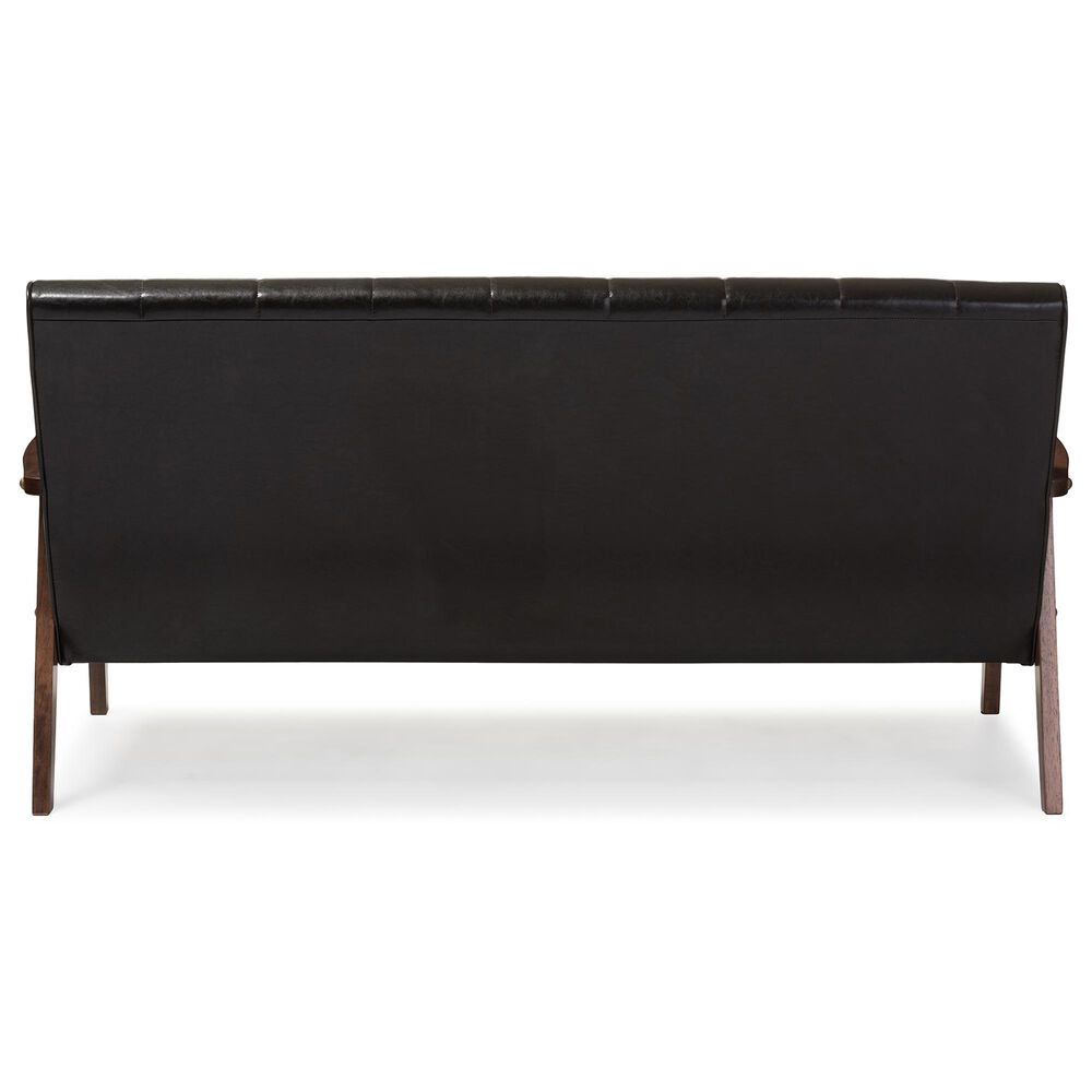 Baxton Studio Nikko Stationary Sofa in Dark Brown, , large