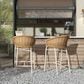 Hearth and Haven Santorini Outdoor Barstool with Wicker Backrest and Cushions in Beige (Set of 2), , large