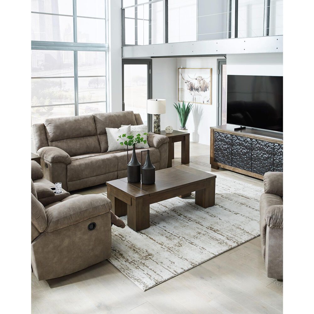 Ashley Laresview Manual Reclining Loveseat in Fossil, , large