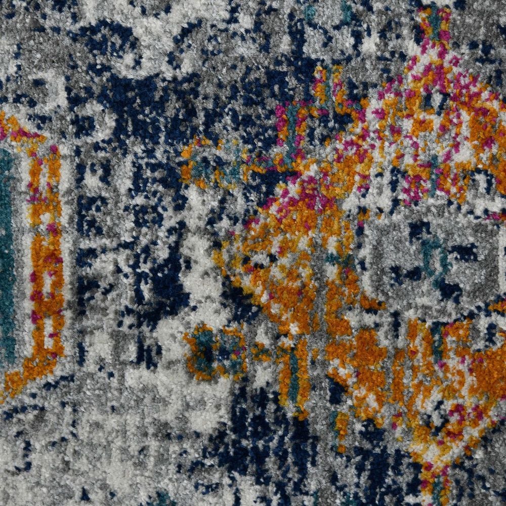 Amer Rugs Montana MON-13 7&#39;6&quot; Round Blue and Orange Area Rug, , large
